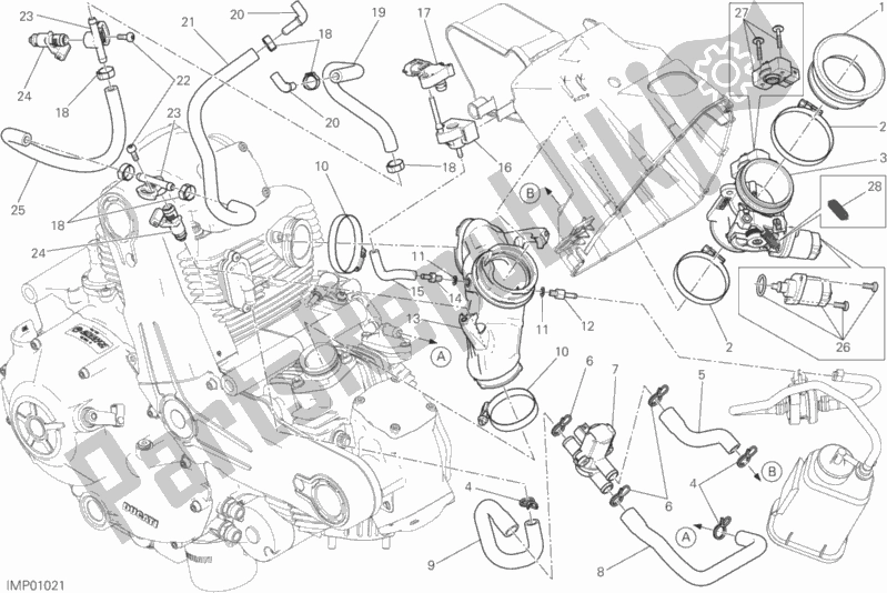 All parts for the Throttle Body of the Ducati Scrambler Street Classic Thailand USA 803 2018